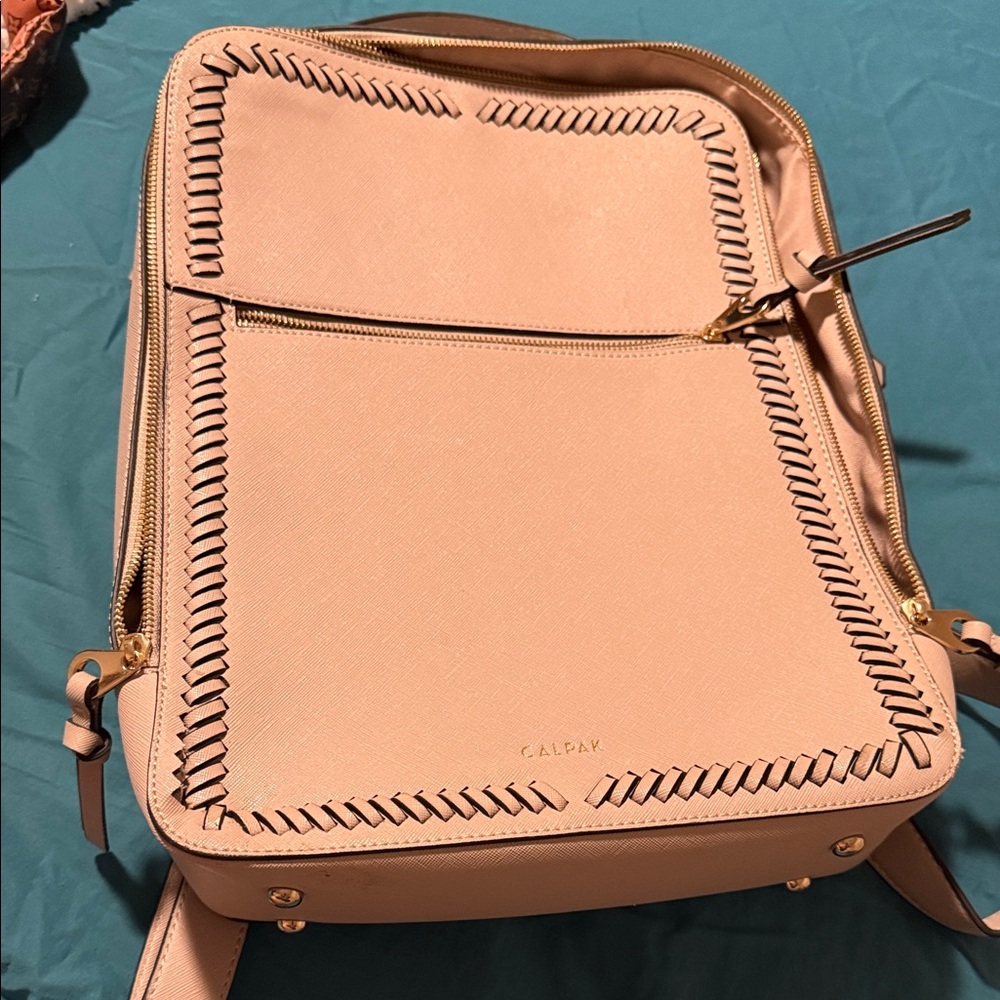 Calpak Beige Women's Backpack with Stitching